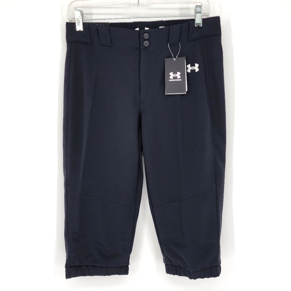 Under Armour NWT Utility Softball Pants Cropped Loose Black Youth Girls